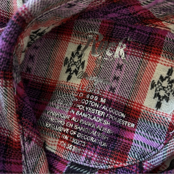 Rock 47 By Wrangler Women’s Plaid Button Down Shirt Dress L - Picture 5 of 11